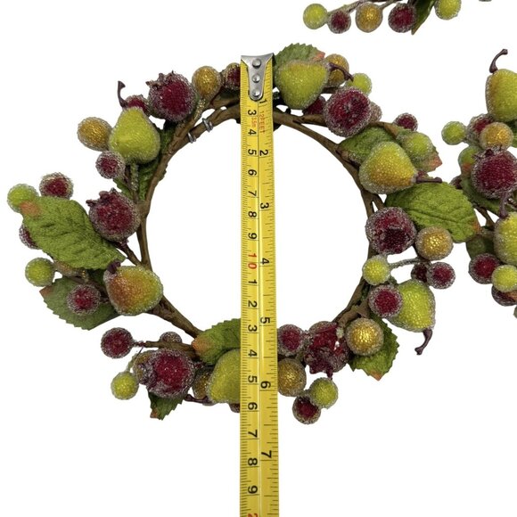 3 Valerie Parr Hill Sugared Fruit Pear Pomegranate Pillar Candle Rings Fall Lot - Picture 9 of 10